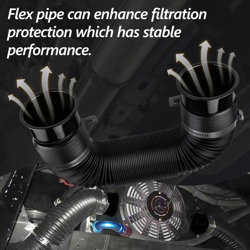 BARTOO 3" Turbine Intake Pipe, Cold Air Intake Pipe 76MM Adjustable Flexible Hose Tube Car Cold Air Turbo Intake Inlet Pipe Universal Cold Air Intake Filter, Black - Image 4